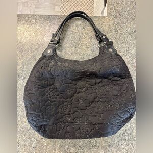 Thirty-One Black Quilted Hobo Bag with Slouchy Design
